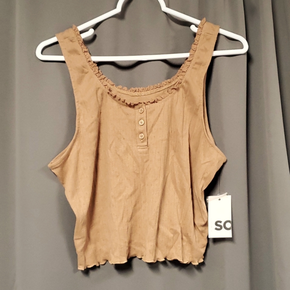 XL SO Tan cropped tank NWT